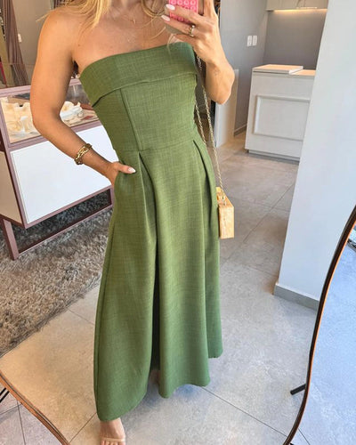 Annie™ | Elegant Strapless Midi Dress
