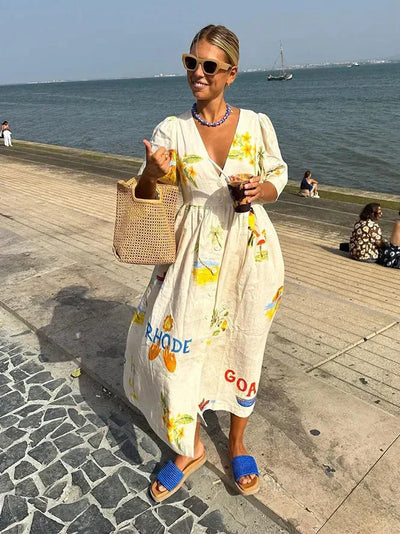 Xara ™ | Stylish Linen Midi Dress