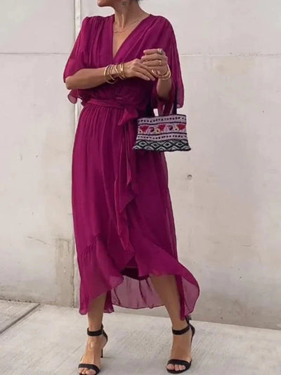 Monica™ | Silk Chiffon V-Neck Dress