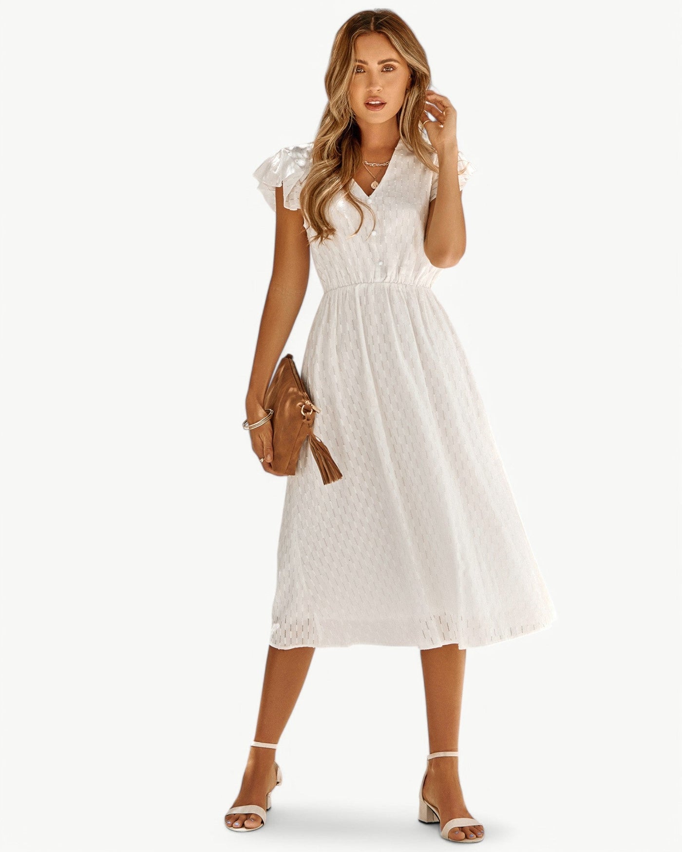 Lara™ | Dress with V-neck and Ruffled Sleeves