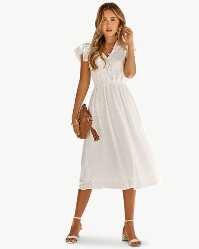 Lara™ | Dress with V-neck and Ruffled Sleeves