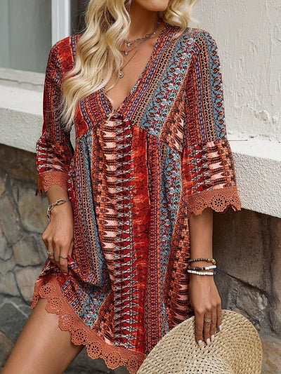 Sofie™ | V-Neck Lace Trim Dress