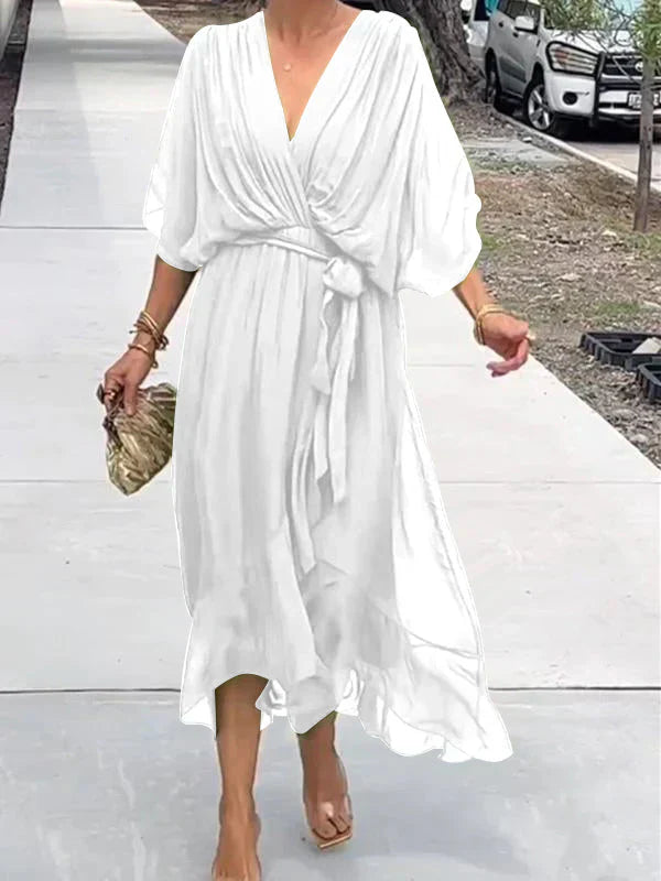 Monica™ | Silk Chiffon V-Neck Dress