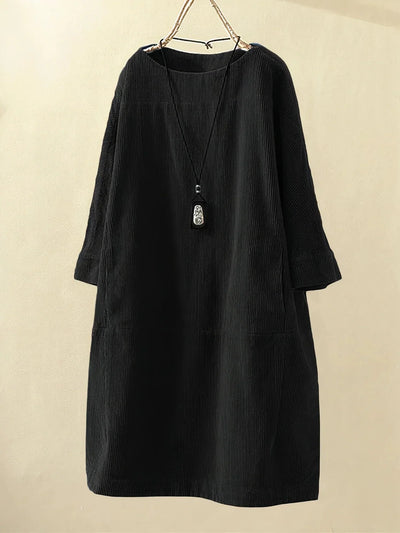 Maya™ | Relaxed Corduroy Midi Dress
