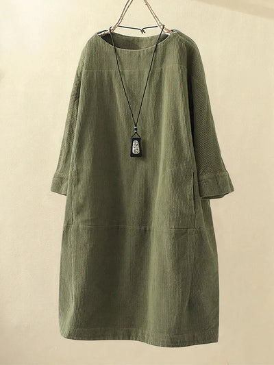 Maya™ | Relaxed Corduroy Midi Dress