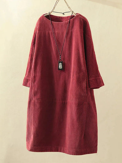 Maya™ | Relaxed Corduroy Midi Dress