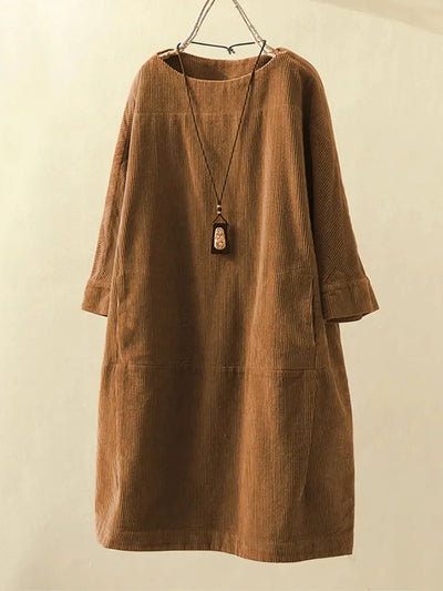 Maya™ | Relaxed Corduroy Midi Dress