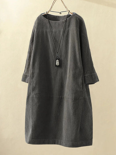 Maya™ | Relaxed Corduroy Midi Dress