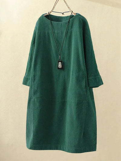 Maya™ | Relaxed Corduroy Midi Dress