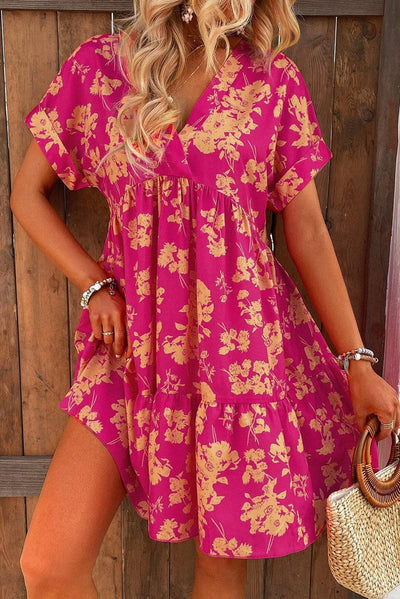 Romy™ | Smock Dress with Rose Print and Layers
