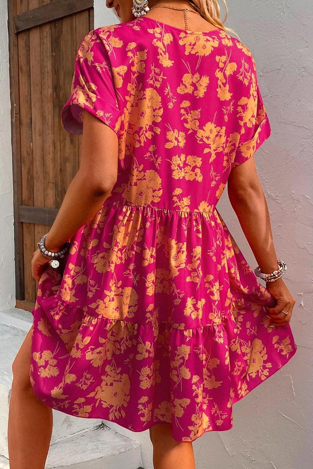 Romy™ | Smock Dress with Rose Print and Layers