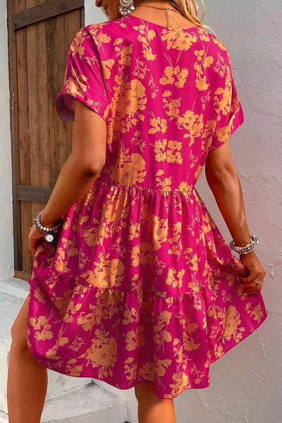Romy™ | Smock Dress with Rose Print and Layers