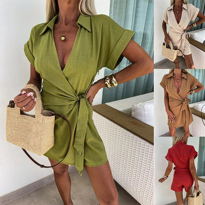 Karina™ | Sleek Wrap V-Neck Romper