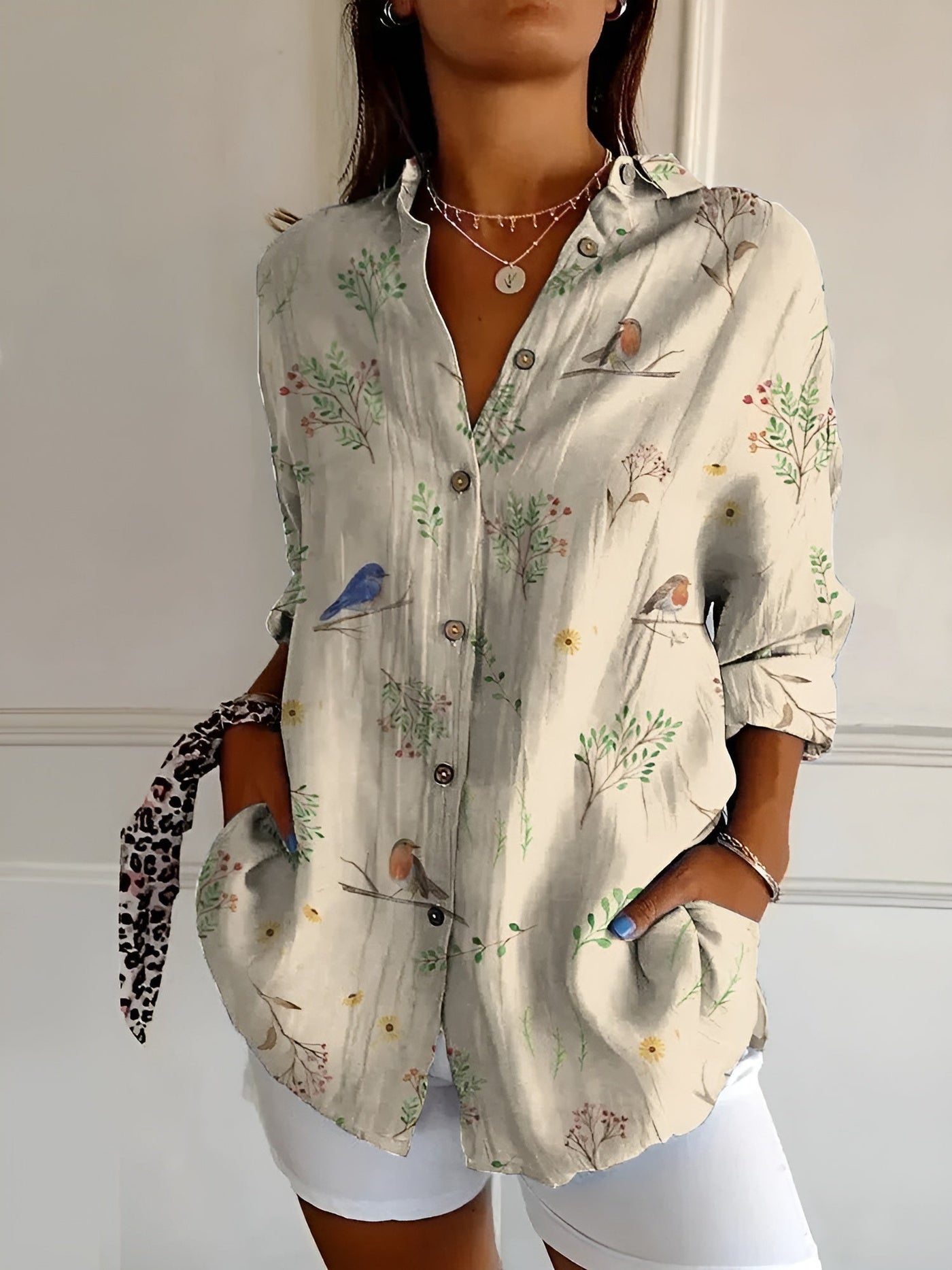 Irene™ | Blouse with Floral Pattern and Buttons