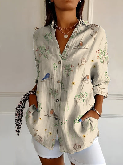 Irene™ | Blouse with Floral Pattern and Buttons