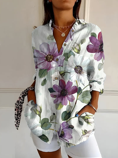 Irene™ | Blouse with Floral Pattern and Buttons