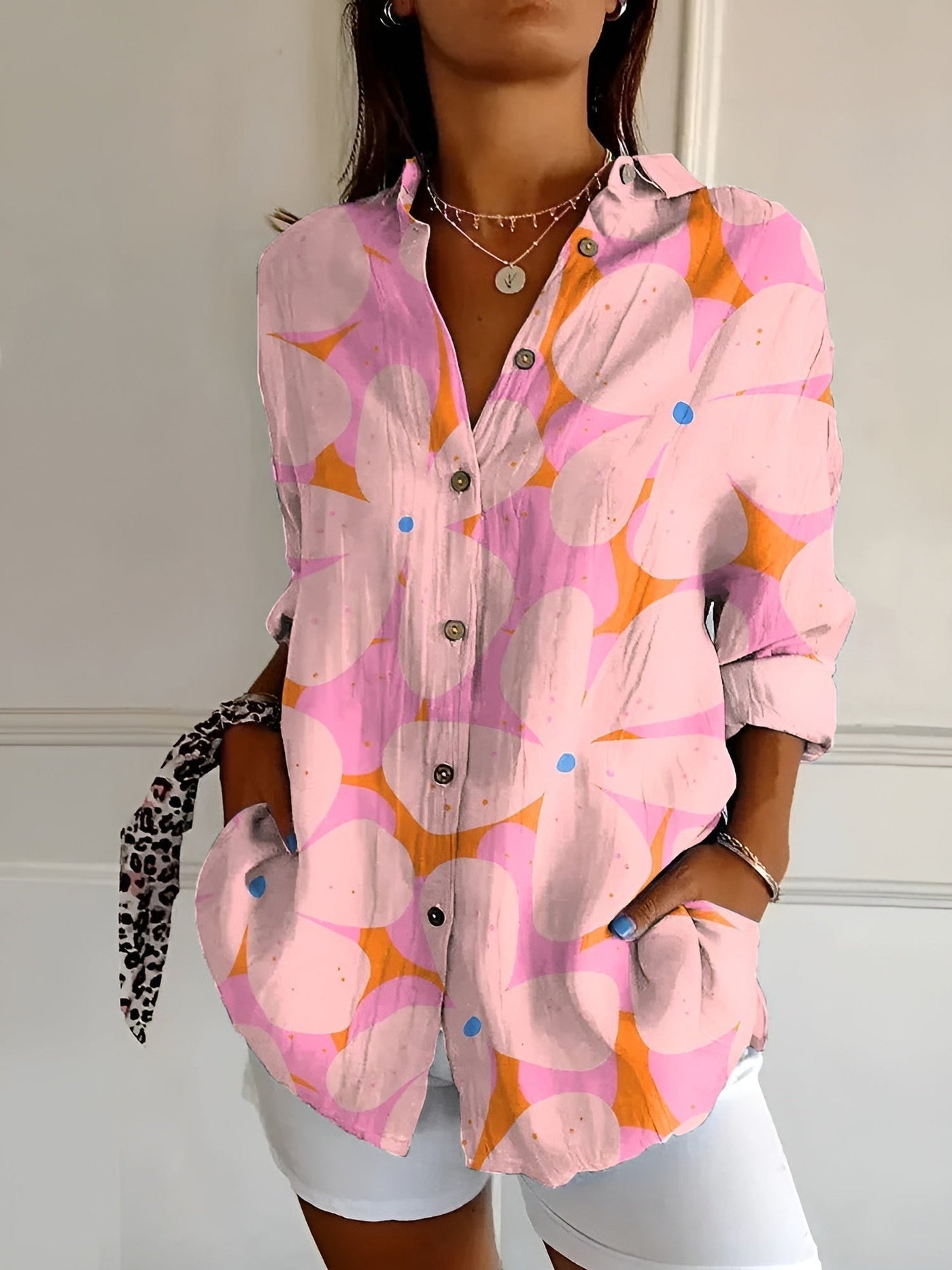 Irene™ | Blouse with Floral Pattern and Buttons