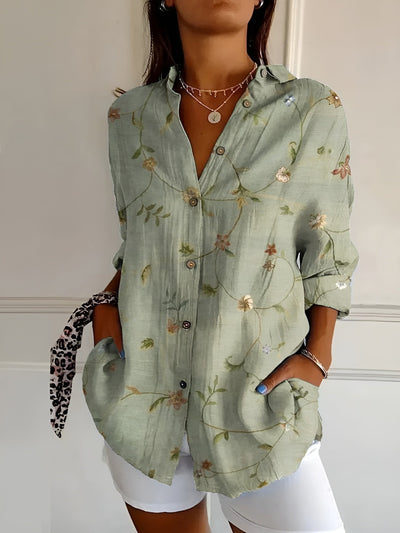 Irene™ | Blouse with Floral Pattern and Buttons