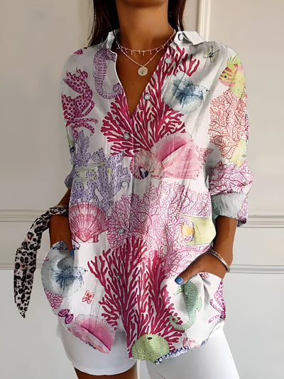 Irene™ | Blouse with Floral Pattern and Buttons